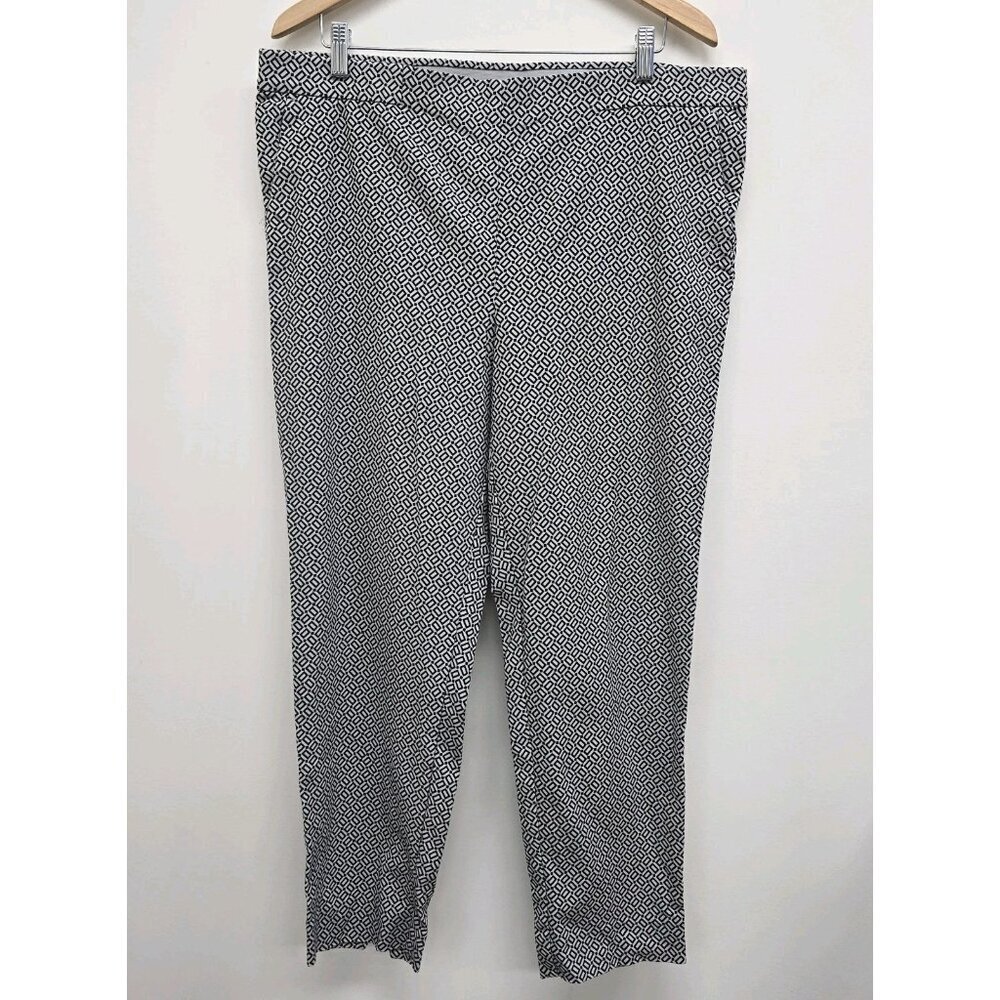 J Jill Essential Slim Ankle Pants Womens Sz 18 Comfort Waist Stretch Geometric